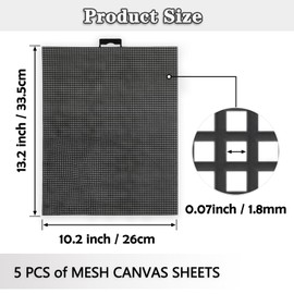 Plastic Mesh Canvas Sheets, 5 Pieces 7 Count Mesh Canvas Sheets for Embroidery Making Cross Stitch Aida Mesh Screen for DIY Crafts, Acrylic Yarn Crafting Knit Crochet Projects (10.2 x 13.2 inch)