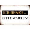 mrdeco Metal Sign 12 x 18 cm Curved "Ich denke