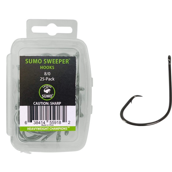 Catfishing Sweeper Hooks - 8/0, 25-Pack, Offset, Black Nickle Finish