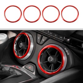 JWWY for Camaro Air Conditioning Vent Air Vent Ventilation Outlet Protection Ring Cover Trim for 2017-2025+ Chevy Camaro Interior Accessories Aluminum Alloy Red