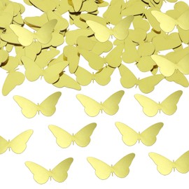ONLYKXY 100pcs Butterfly Table Confetti Decor Glitter Butterfly Decoration for Birthday Wedding Theme Thanks Giving Party Valentine's Mother's Day Scatter Bless Confetti (Golden)