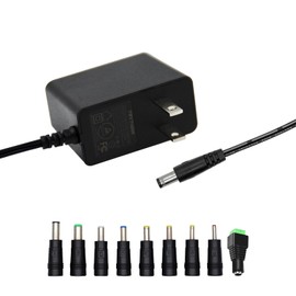 5V 2A Wall Charger Power Supply Adapter, 10W Universal AC/DC Adapter 100-240V AC to DC 5V Power Cord Converter with 9 Interchangeable Jacks Plug for USB Hub TV Box Router Camera and More (1 Pack)