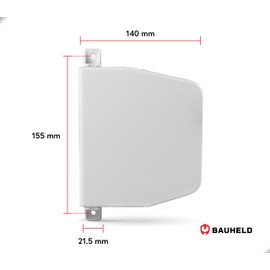 BAUHELD® Surface-Mounted Roller Shutter Belt Winder [Hinged] - Mini Roller Shutter Winder with Plastic Drum - For Roller Shutter Belt 14 mm [Without Strap] - 180° Swivelling with Hole Spacing of 155