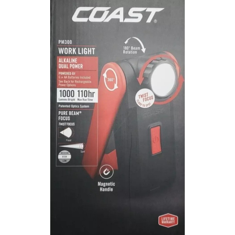 Coast Work Light PM300 Pure Beam Focus 1000 Lumen Magnetic