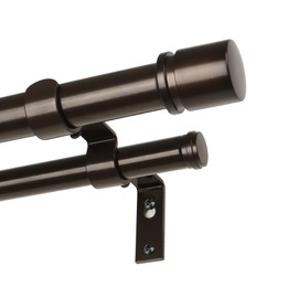 Double Curtain Rod 72 to 144 Inch, HOTOZON 1 Inch Heavy Duty Curtain Rods for Windows, Telescoping Double Drapery Rod with Simple Cap Finials, Bronze