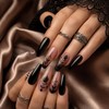 Dixiwuje Long Coffin Nails, Press-On Nails, Black, Pack of 24,