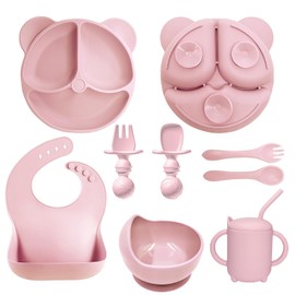 Juego de Vajilla Silicona, Paquete de 8, Rosa