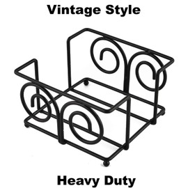 Kocent Vintage Coaster Holder Black Iron Metal Holder Storage Caddy for Both Round and Square Coasters Fit 4 to 9 Pieces Coasters,4.3 Inch (1)