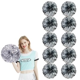 ideastore Cheer Pom Cheer Poms Cheer Pom Cheer Pom Cheerleader 11.8 inches (30 cm) Set of 10 (Silver)