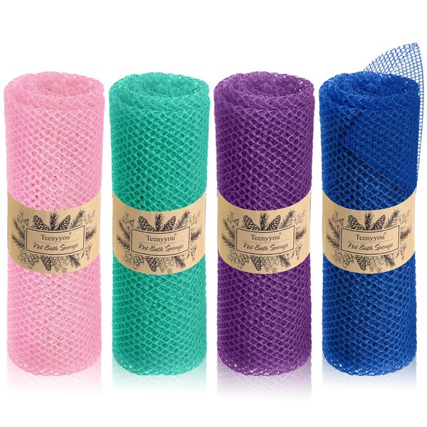 Teenyyou 4 Pieces African Exfoliating Net African Bath Net Colorful