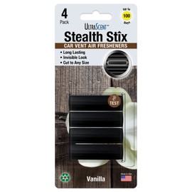 UltraScent Stealth Stix Car Vent Clips Air Freshener, 1-Pack (4-Stix), Vanilla