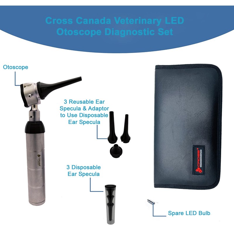 Cross Canada 11-077 Veterinary LED Otoscope Diagnostic Set