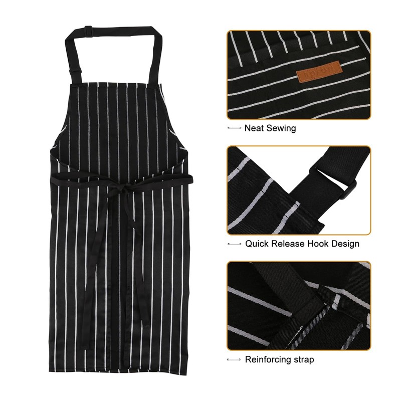 2-Pack Aprons for Women Men with Pockets, Adjustable Bib Kitchen