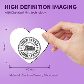 1 x Heart MDF Magnets - Gibraltar Travel Stamp Destination 40618