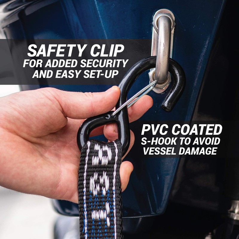 REAR TRANSOM BOAT TRAILER STRAPS RATCHET TIE DOWNS STRAP, Made