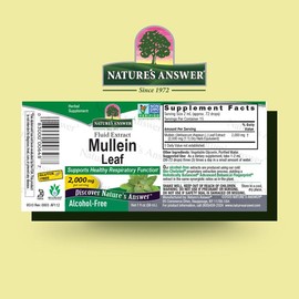 Nature's Answer Alcohol Free Mullein Leaf 1 Ounce Extract Supports Respiratory Function & Lung health | Made in the USA | Non GMO | Gluten Free | Cruelty Free Healthcare Healthcare Supplement  Natural Dietary