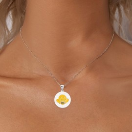 Bee Necklace, Yellow Bee Coin Pendant Simple Hummingbird Necklace Friendship Jewelry