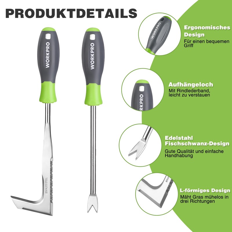 WORKPRO Weed Cutter 2-Piece with Handle, Weed Remover Tool Set