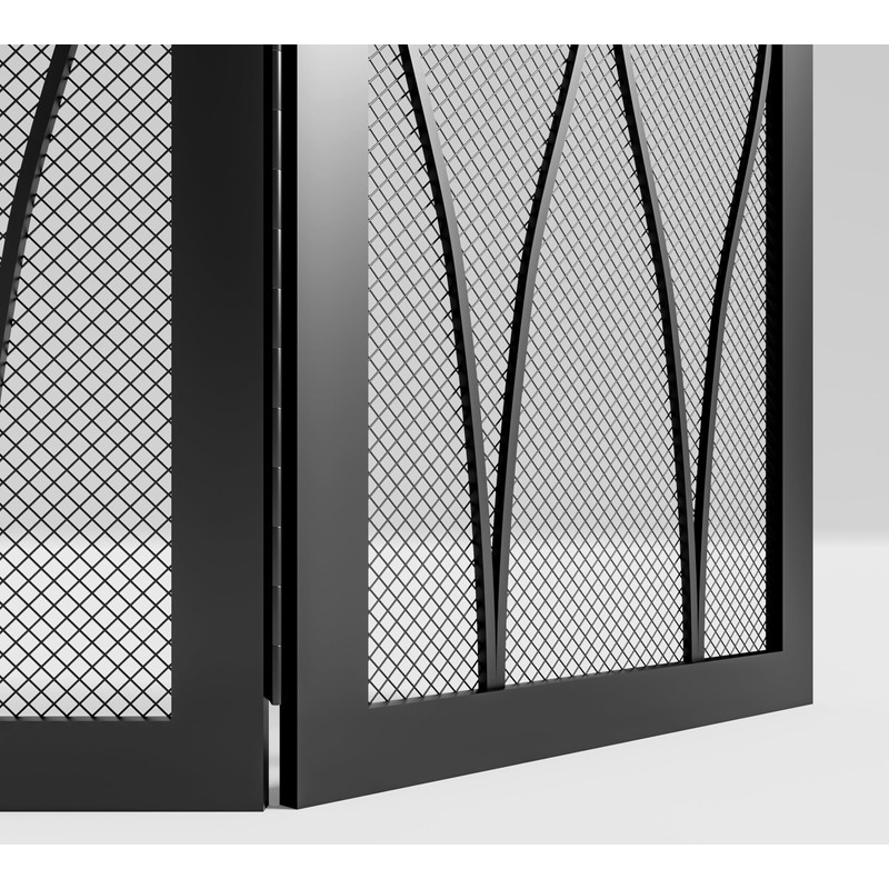 Kingson Childproof Fireplace Screen 3- Panel Modern Handcrafted Wrought Iron