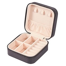 PU Leather Small Jewelry Box, Travel Portable Jewelry Case for Ring, Pendant, Earring, Necklace, Bracelet Organizer Storage Holder Boxes (Black)