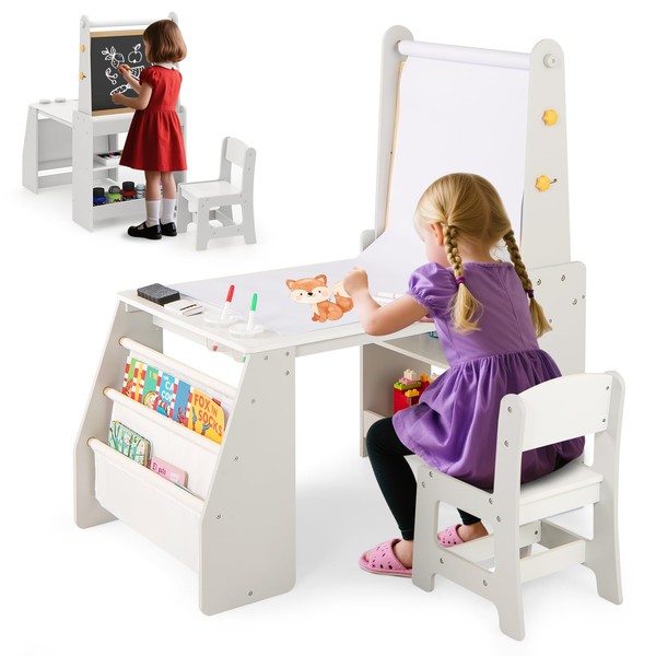 Costzon Kids Art Table and Chair Set, 4 in 1