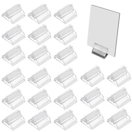 25pcs Acrylic Card Stand(0.75×0.75 in),Clear Game Card Stands, Small Wedding Table Place Cards Holder Table Sign Stands for Wedding Cards, Photos,Memos,Pictures Display