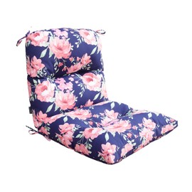 BOSSIMA Outdoor Indoor High Back Chair Tufted Cushions Comfort Replacement Patio Seating Cushions Pink Flower