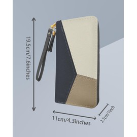 Benixmidart Multifunctional Women's Wallets, Womens Purses Coin Purse with Card Holder, Leather Wallets for Women with Zipper Closure and Multiple Pockets (Black, L)