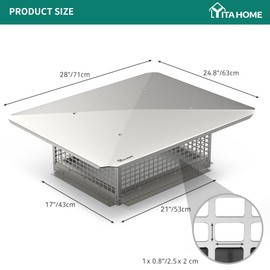 YITAHOME Chimney Cap, 17" x 21" Chimney Cover for Outside, 304 Stainless Steel Fireplace Chimney Caps with Adjustable Metal Strips, Screws & Gloves