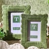 Two's Company Green Wicker Weave Set of 2 Scalloped Photo