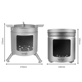 Tentock Outdoor Titanium Wood Stove Portable Camping Stove Wood Stove Foldable Ultralight Stove Wood for Cooking Picnic Outdoor (Wood Stove M)