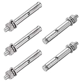 5 Pcs M6 x 60mm 304 Stainless Steel Expansion Bolt External Hex Expansion Screw Bolt Sleeve Anchor，Pool Safety Cover Expansion Bolts，for Concrete