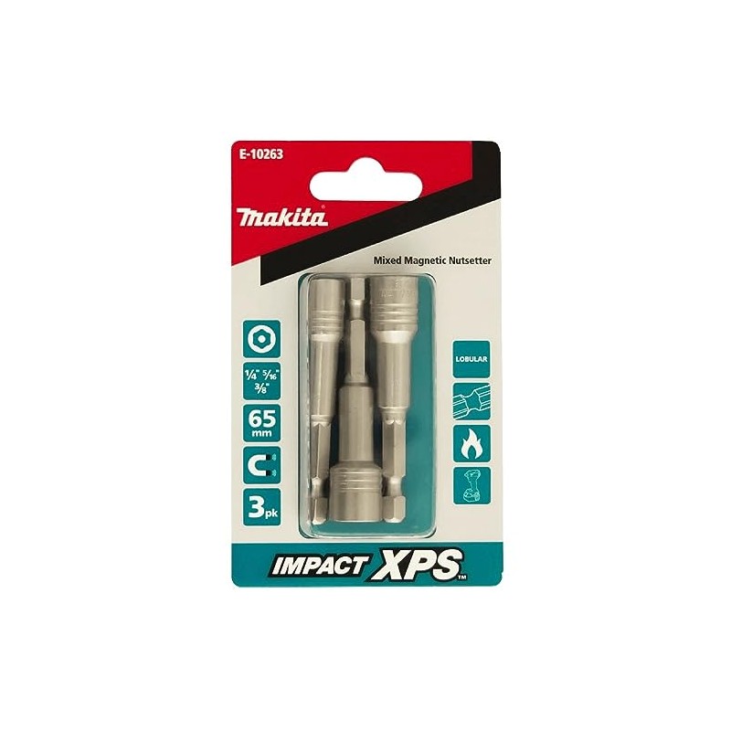 Makita Impact XPS Mixed Magnetic Nutsetter Socket, 65 mm (Pack