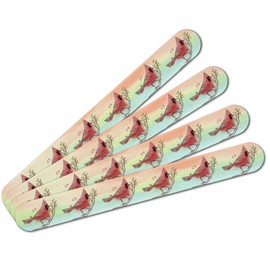 Northern Cardinal Watercolor Northeastern Bird Double-Sided Nail File Emery Board Set 4 Pack