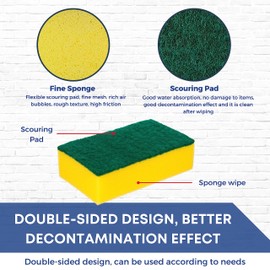 HOMESHOPA Heavy Duty Cellulose Scrub Sponge, 9 pack Dual-Sided Dishwashing Household Cleaning Sponge for Kitchen, Washing Up Scourer, Non-Scratch Super Absorbent Multi-Purpose Scouring Pads