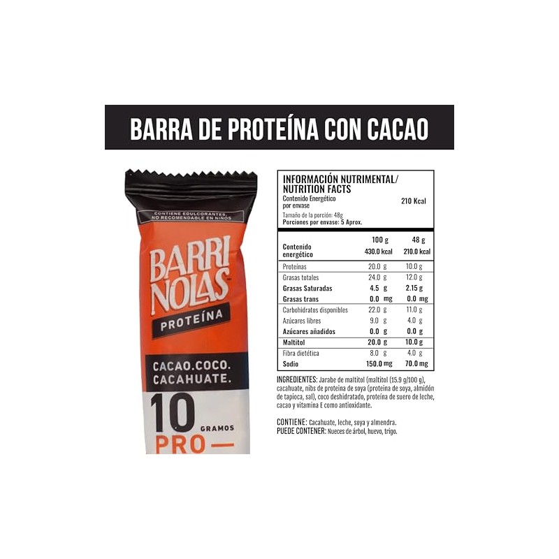BARRINOLAS PROTENA PACK 15 Pz Sabor CocoCacao - 10g de