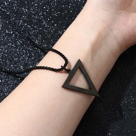 Leadigol 4PCS Triangle Pendant Necklace,Geometric Pendant Necklace Simple Punk Necklace Stainless Steel Triangle Necklace