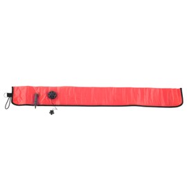 Diving Surface Marker Buoy Diver Inflatable Safety Signal Tube with Vent Valve 1.15mx13cmOrange Red