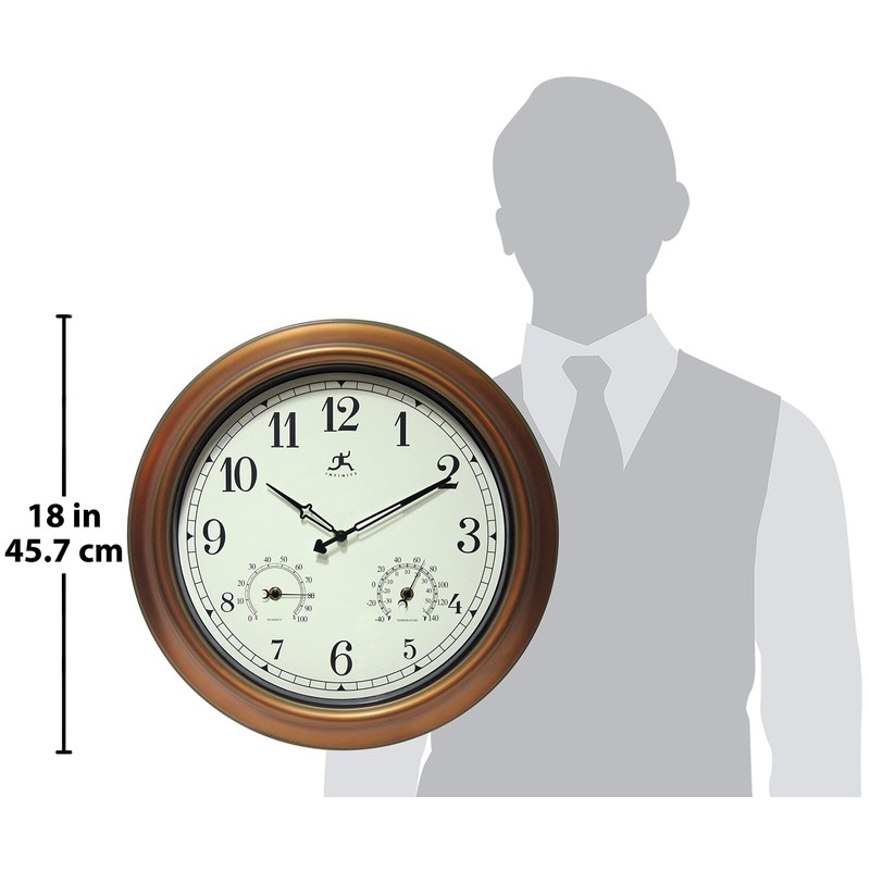 Infinity Instruments Craftsman 18 inch Copper Petina Outdoor Clock Thermometer