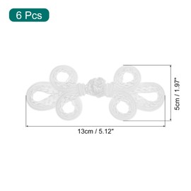 MECCANIXITY 6 Pairs Chinese Knots Frog Buttons Closure White Sewing Buttons Fasteners for DIY Sewing Coats Cloak Sweater Bridal Costume Outfit
