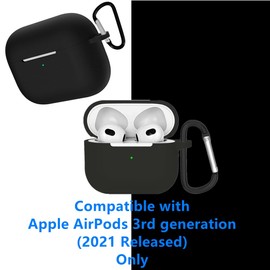 AirPods 3 Case Cover with Keychain, Soft Silicone Protective Case Compatible with AirPod 3rd Generation 2021, Shockproof, Colorful Earbuds Case Supports Wireless Charging, Front LED Visible