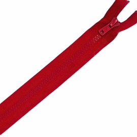 Plush Addict Heavy Duty Chunky Plastic Open-Ended Zip Fasteners for Sewing, Crafts, Clothing and Accessories - Red - 26" (66cm)