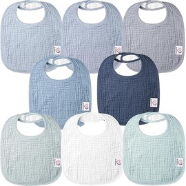 100% Cotton Muslin Baby Drooling Bibs 8-Pack Adjustable Bandana Bibs for Baby Girls Boys Drooling and Teething