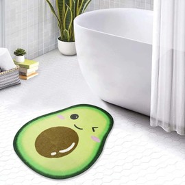 Kitcmat Cute Avocado Rug Non-Slip Soft Washable Funny Irregular Fruit Shaped Bath Mat for Bathroom, Bedroom Living Room Decor, 23.6"x27.5"