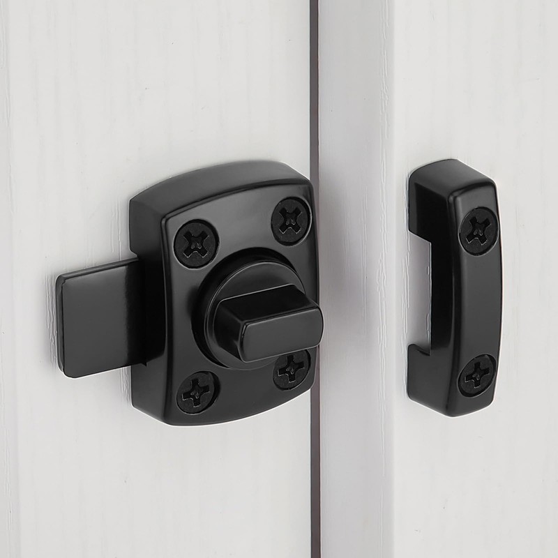 INIRET 3 Packs Black Rotating Bolt Latch,Enhanced Security for Doors,