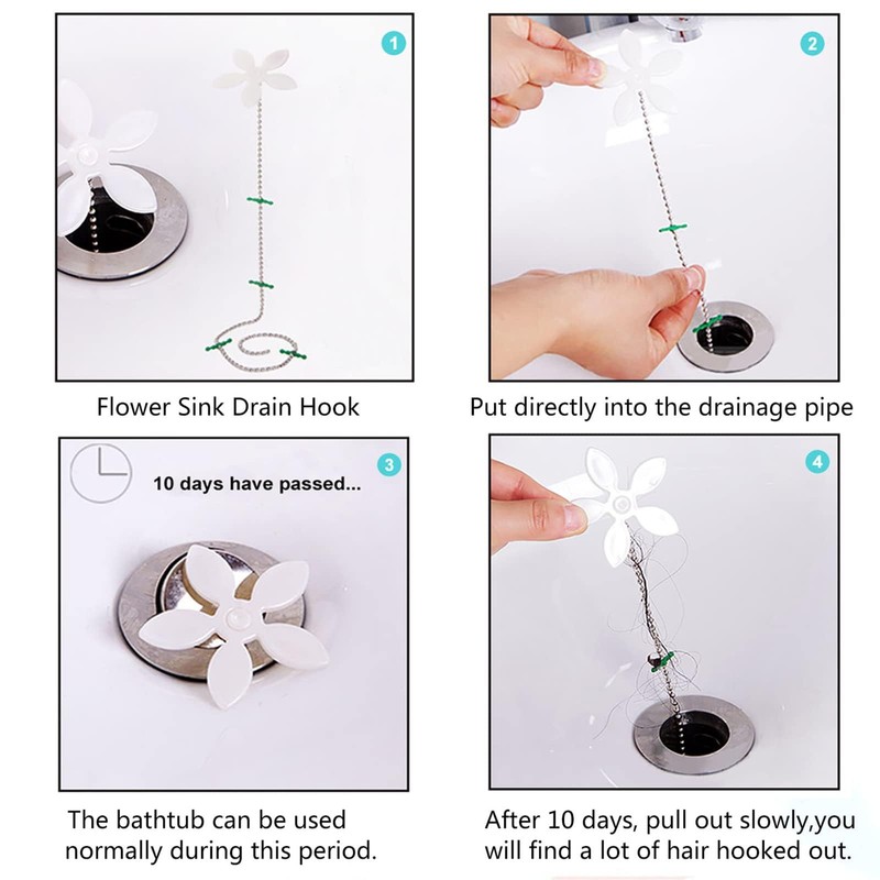 Forlivese Drain Snake,6 Pack Shower Drain Unblocker,Multifunctional Sink Unblocker Tool