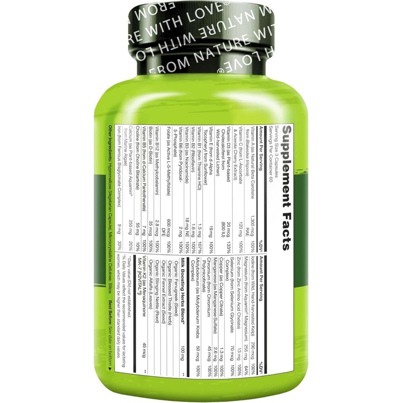 NATURELO Postnatal Multivitamin - Natural Vitamins & Minerals Including Vitamin