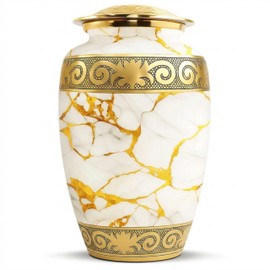 Elegant Urn for Human Ashes Adult Upto 200 Cubic Inches - Large Cremation Urn for Ashes for Women & Men with Secure Lid - Handcrafted Metal Funeral Urns