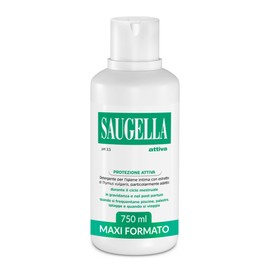 Saugella Attiva, Detergente Intimo Antibatterico, pH 3.5, con Estratto di Timo, Adatto Post Parto, in Gravidanza e Durante il Ciclo Mestruale, 750 ml