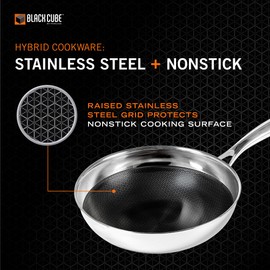 Black Cube Hybrid Stainless/Nonstick Cookware Chef's Pan, 9.5-Inch